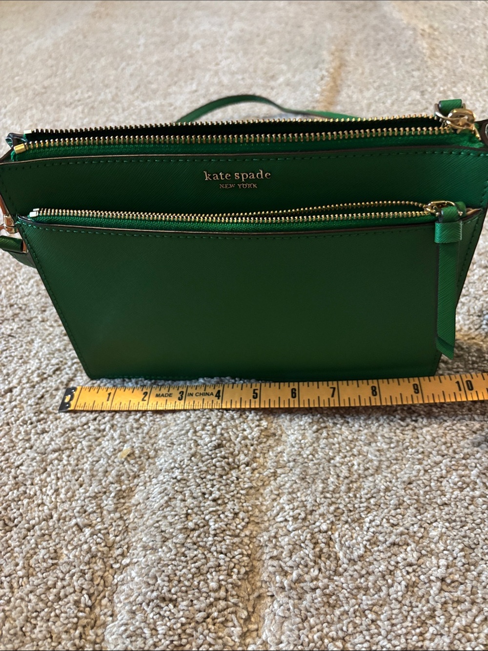 kate spade green double-zip leather crossbody wristlet